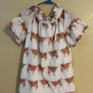 Brooke Wright White Dress with Brown Cow Print